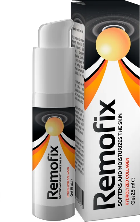 Remofix gel 25 ml: envase con dosificador y caja
